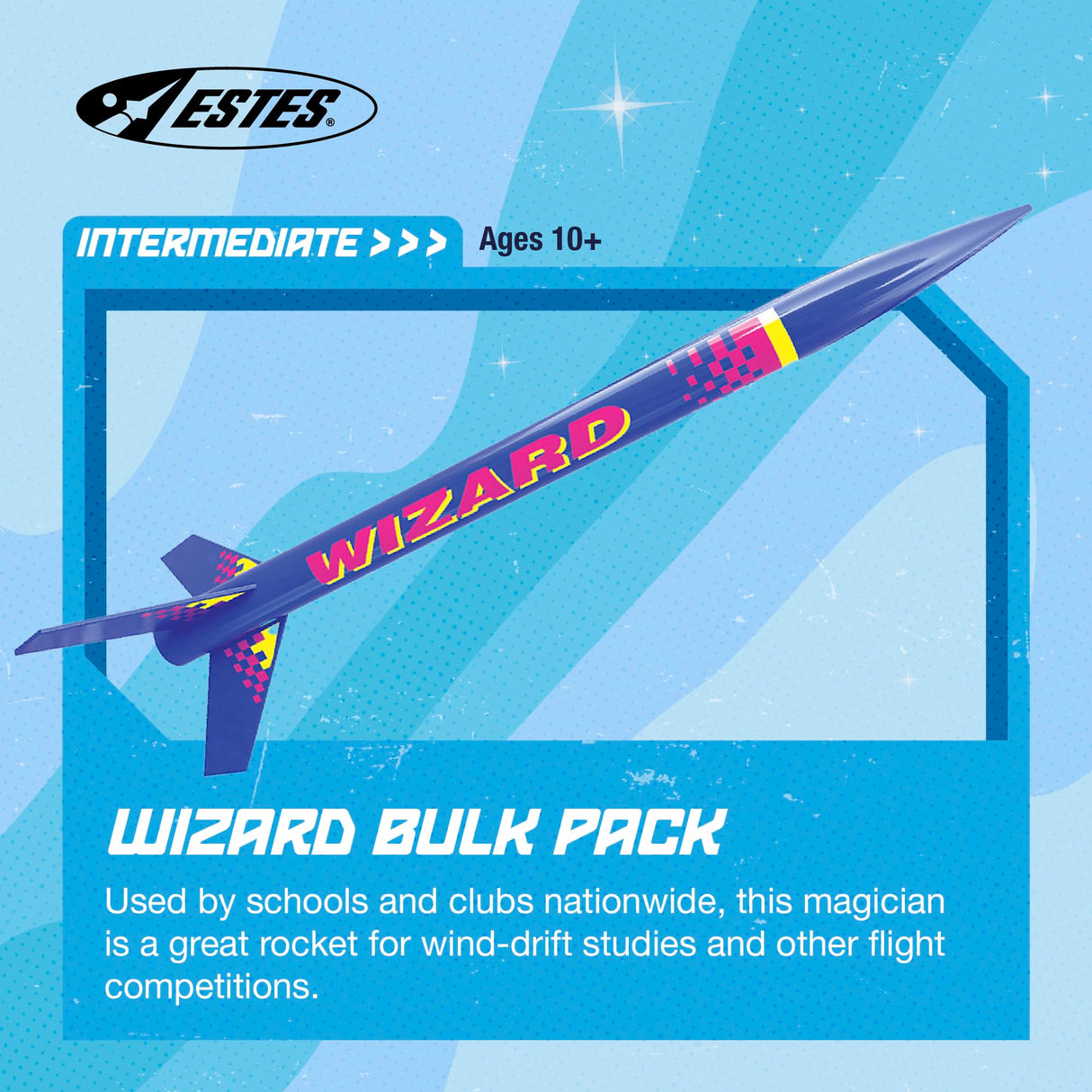Estes 1754 Bulk Pack of 12 Wizard Rocket-Building Kits, Intermediate Flying-Rocket-Model Kits for Ages 10+, Classroom Science Experiments Estes