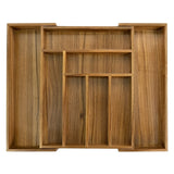 Luxury Acacia Kitchen Drawer Organizer - Silverware Organizer - Utensil Holder and Cutlery Tray with Grooved Drawer Dividers for Flatware and Kitchen Utensils (8 Slot), 17*12.4*2 inch EcoFives