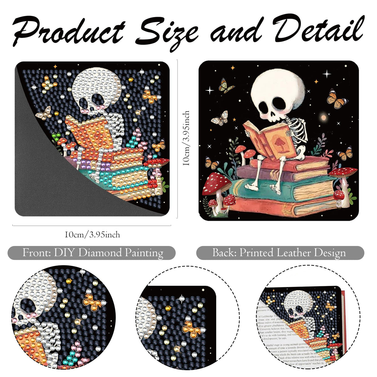 Skull Diamond Art Painting Bookmarks - 6 Pcs Mystical Boho Skull Diamond Art Bookmarks Kit for Adults, Halloween Skeleton Gem Painting Kits for Beginners Book Lover Gifts Sitsink