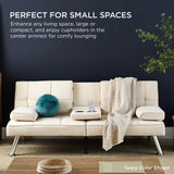 Best Choice Products Linen Modern Folding Futon, Reclining Sofa Bed for Apartment, Dorm w/Removable Armrests, 2 Cupholders - Aqua Best Choice Products