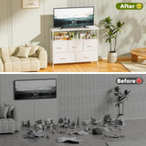 Simple Deluxe TV Stand Dresser for Bedroom Entertainment Center with 5 Fabric Drawers, Storage Organizers Units for Living Room, Media Console Table with Open Shelf up for 45" TV, White, Wood top Simple Deluxe