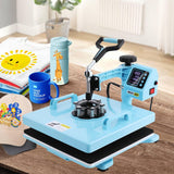 WHUBEFY Heat Press,15x15 Shirt Press Machine 8 in 1 with 30Oz Tumbler Attachment Sublimation Machine Digital Slide Out Sublimation Heat Transfer Machine, Heat Press for T-Shirts Mugs Caps Plates,1400W Whubefy