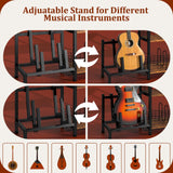 kepptory Tall Vinyl Record Player Stand with LED Lights, 3 Tier Record Storage Cabinet with Vinyl Holder and Guitar Stand, Media Display Shelf, Mid Century Modern Bookshelf, Turntable Stand (Brown) kepptory
