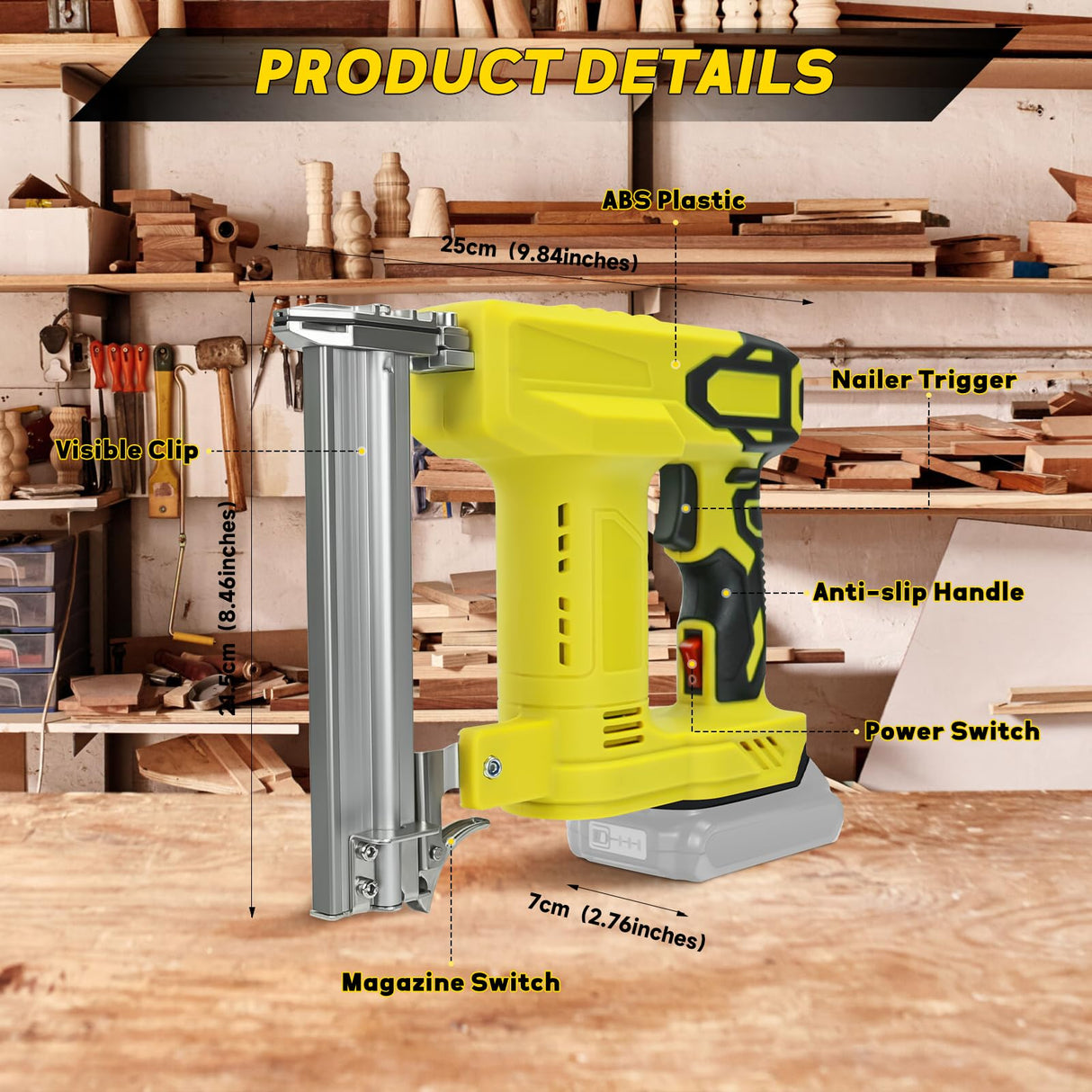 Cordless 18 Gauge Nailer Gun for DeWalt 20V Max Battery, 18 GA 2 in 1 Brad Nailer/Staple Gun with Pack of Nails and Staples Nail Gun for Home Improvement & Woodworking(No Battery) RexLeLXB