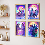 ZXQL 4 Pack Wolf Paint by Numbers Kit for Adults Beginners, 12" Wx16 L Paint by Numbers for Adults Rolled up Canvas for Painting Home Decor Creative Wall Art with Nice Gift Box ZXQL