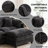 SoarFlash 71.6" Chenille Sectional Sofa, Comfy Modular Loveseat Sofa, Modern 2-Seat Couch Deep Seat Sofa Set for Living Room,Black SoarFlash