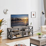 Yaheetech TV Stand with Power Outlet for 75 Inch TV, 3 Tiers TV Storage Cabinet Entertainment Center, Retro 63 Inch Long TV Console Table with Charging Station for Living Room, Gray Yaheetech