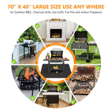 Keeswin Grill Mat 70 x 40 inch, Under Grilling Mats for Outdoor Grill, Silicone Fibreglass Heat Resistant Water Resistant Grill Mat for BBQ Grills, Fireplace, Floor, Lawn and Camping, Black Keeswin