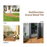 Giantex 10 PCS Interlocking Patio Deck Tiles, 12 x 12in Acacia Hardwood Outdoor Flooring Tiles, 10 sq.ft Wood Composite Deck Flooring Pavers for Outdoor Indoor, Tools Free Assembly, Checker Pattern Giantex