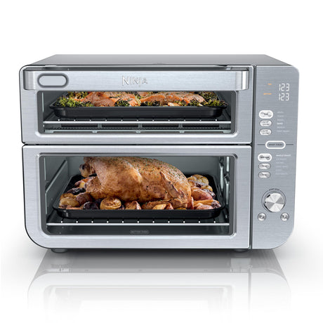 Ninja Double Stack XL Countertop Oven & Air Fryer, 12-in-1, Flexdoor, FlavorSeal, SMART FINISH with DualZone Technology, Countertop Oven, Air Fryer, Bake, Broil, Reheat, Pizza, Stainless Steel, DCT601 Ninja