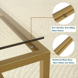 SAYGOER Gold Coffee Table Glass Modern Coffee Tables for Small Space Simple Square Center Table for Living Room Home Office 26.7 x 26.7 x 17.7, Easy Assembly SAYGOER