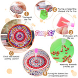 BSRESIN 8 Pcs Coasters with Holder, Mandala DIY Diamond Art Crafts for Adults, Small Diamond Painting Kits Accessories BSRESIN