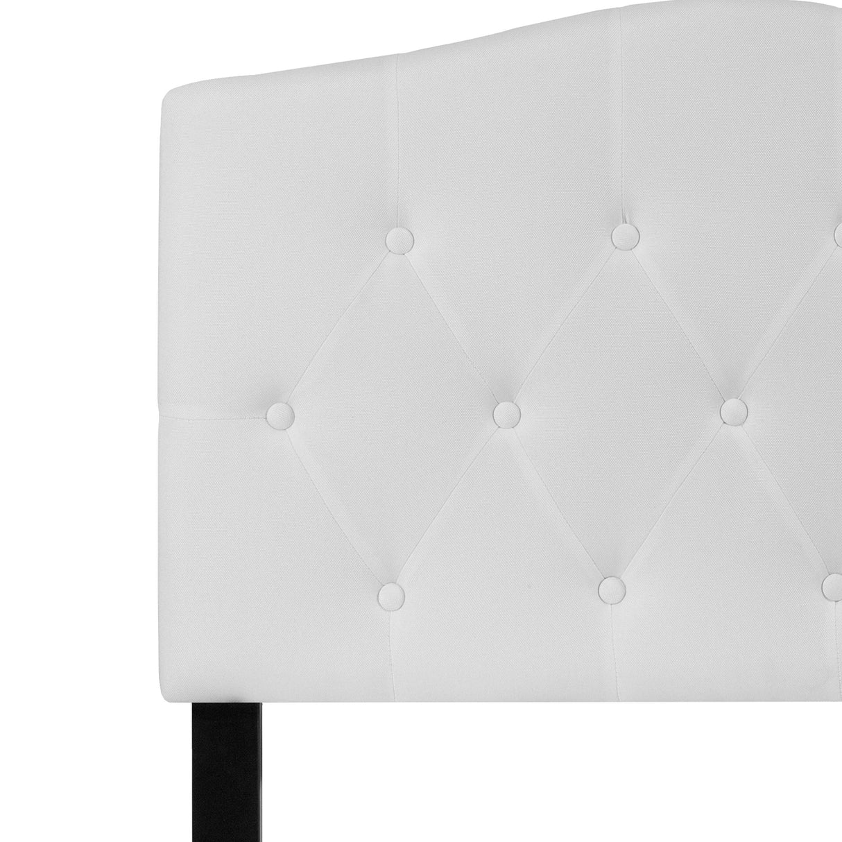 EMMA + OLIVER Tufted Upholstered Twin Size Headboard in White Fabric EMMA + OLIVER