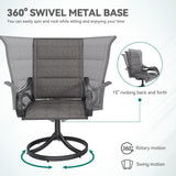 DWVO 4 Set Padded Outdoor Swivel Chairs, Exclusive Swivel Patio Chairs w/Sturdy Metal Frame & Cozy Padded High Back, All Weather Patio Swivel Chairs for Backyard Deck Garden, Gray DWVO