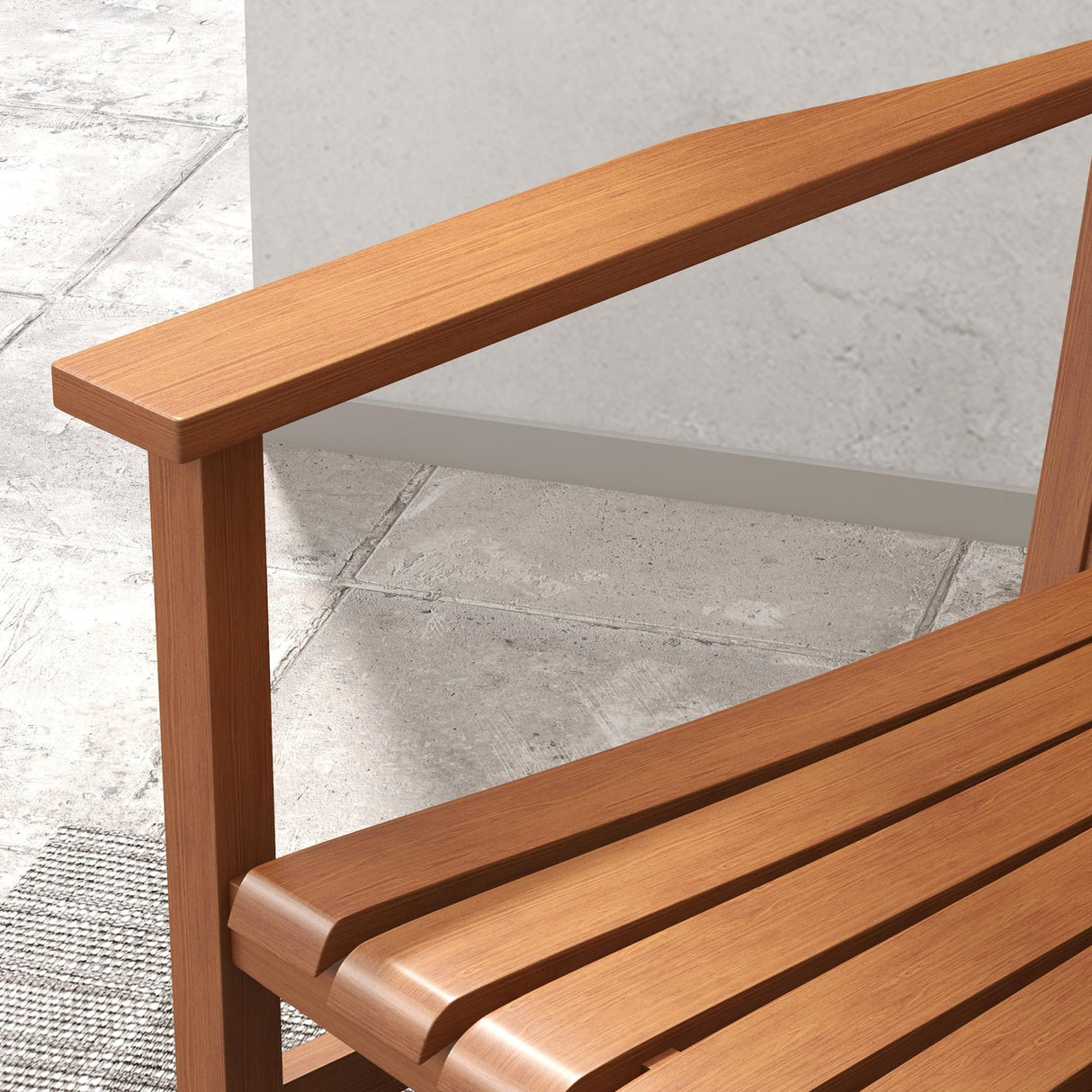 Outsunny Wooden Rocking Chair Set of 2, Outdoor Rocker Chairs with Curved Armrests, High Back & Slatted Seat for Garden, Balcony, Porch, Supports Up to 352 lbs., Teak Outsunny