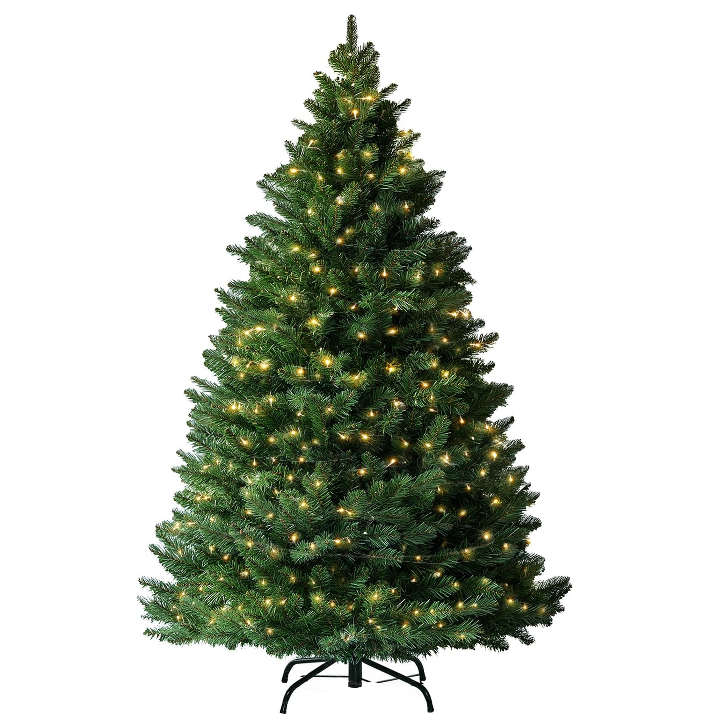 EXRACING 6.5ft Christmas Tree with 200 Warm LED Lights,Artificial Xmas Tree with 1000 Branch Tips,Holiday Party Decorations 1 Minute Christmas Tree for Home/Office/Shop Easy Assembly, Reusable