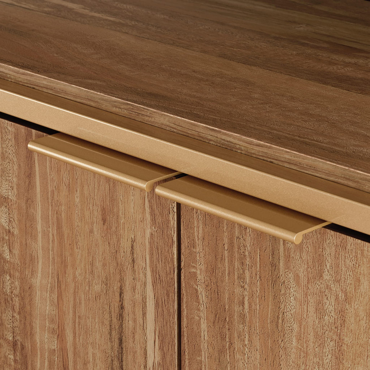 Sauder International Lux Modern Credenza, for TVs up to 65", Sindoori Mango Sauder