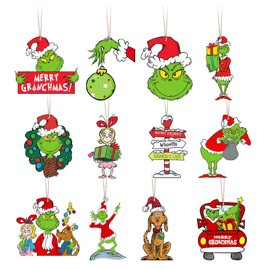 Christmas Ornaments 24 pcs, Christmas Tree Decorations Outdoor Wood Ornaments for Christmas Tree Seasonal Winter Decor Indoor Home Decor