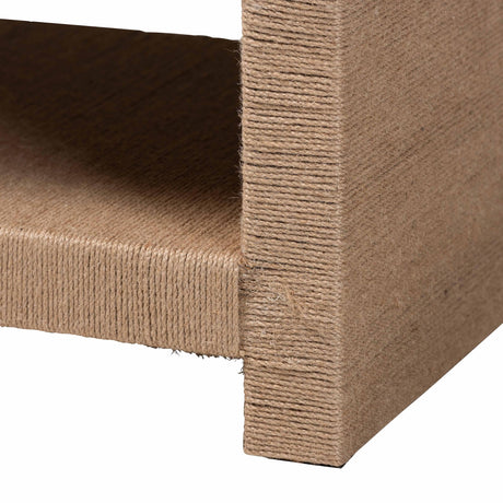 bali & pari Adaya Handwoven Jute Coffee Table - Rectangular Living Room Center Table with Open Shelf Storage, Handcrafted Boho Accent Furniture bali & pari