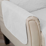 Great Bay Home Medallion Stitched Solid Furniture Protector Stain Resistant Durable Furniture Protector Elenor Collection (Loveseat, White/Sand) Great Bay Home