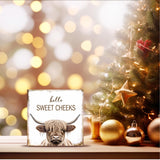 Nrleey Highland Cow Bathroom Decor - Hello Sweet Cheeks Bathroom Decor, Rustic Western Bathroom Wood Sign, Highland Cow Decor, Western Bathroom Sign, 5 X 5 Inches Nrleey