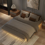 Queen Size Floating Platform Bed with LED Lights and Solid Wood Slats Support by anwickjeff anwickjeff