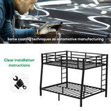 Olodumare Metal Full XL Over Queen Bunk Bed for Kids & Adults with Extra Thick Support Columns & Higher Guardrail, 2 Ladders, Squeak-Free, Heavy Duty, No Box Spring Needed, Easy Assembly, Black Olodumare