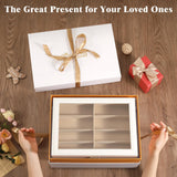 MoKo Sunglasses Organizer with 8 Slots, Leather Sunglass Display Collection Holder Case with Drawer Clear Glass Lid, Lockable Eyeglass Glass Jewelry Watch Storage Box for Women Men, White MoKo