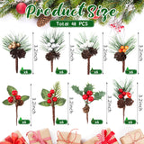 Panelee 48 Pcs Christmas Artificial Pine Picks Floral Pine Cones Sprays Wreath Christmas Decorations Berry Stem Branches with Holly Leaves for Xmas Tree Christmas Winter Holiday Panelee