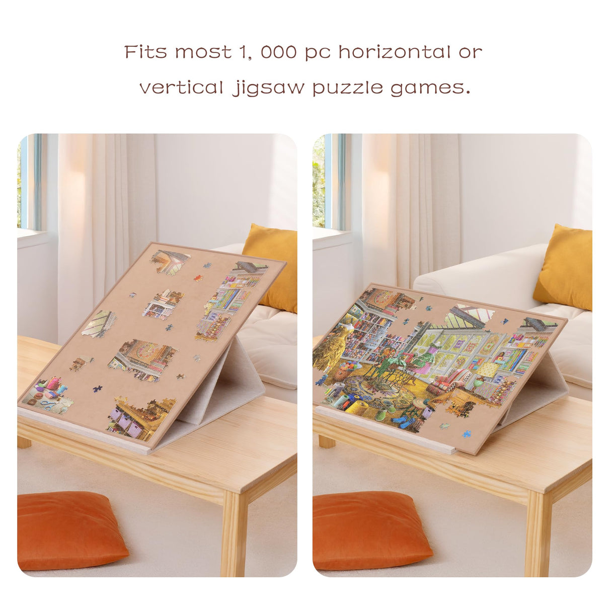 Lavievert Tilting Puzzle Board with 2-in-1 Stand & Cover, Adjustable Plateau Storage with 6 Sorting Trays for Adults & Kids, Portable Jigsaw Puzzle Table with Non-Slip Tabletop for Up to 1000 Pieces LAVIEVERT