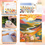 NPCSWXQ Paint by Numbers Kit for Adults Beginners, Sunrise Mountains and Rivers Landscape Painting Crafts Number Art Paint Kits for Home Wall Bedroom Study or Office Decor Gift 16x20Inch NPCSWXQ