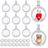 27 Pieces Rhinestone Bezel Pendant Trays Set Including 9 Pieces Double-Sided Sublimation Blank Pendant Trays 1 Inch Bezel Pendant Trays Round Pendant Charms with 18 Transparent Glass (Silver) Ferraycle