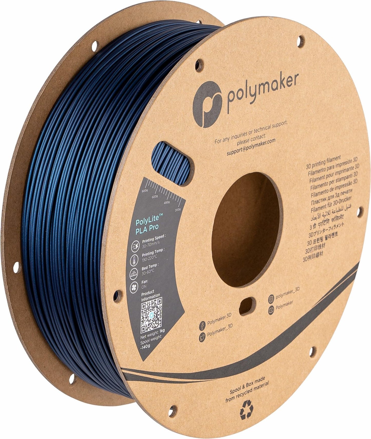 Polymaker PLA PRO Filament 1.75mm Metallic Blue, Powerful PLA Filament 1.75mm 3D Printer Filament 1kg - PolyLite 1.75 PLA Filament PRO Tough & High Rigidity 3D Printing PLA Filament Metallic  - WoodArtSupply