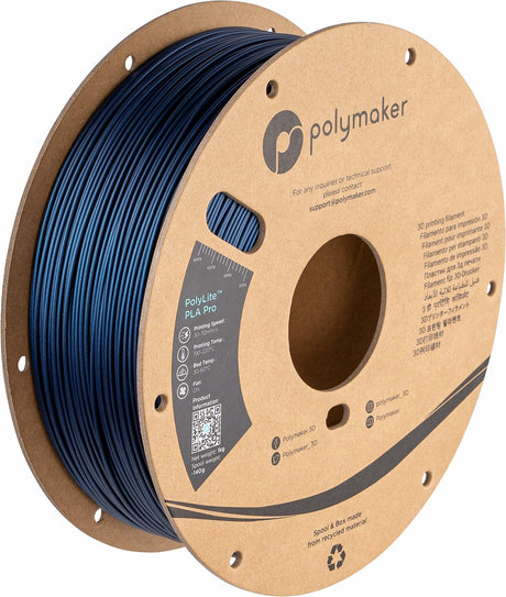 Polymaker PLA PRO Filament 1.75mm Metallic Blue, Powerful PLA Filament 1.75mm 3D Printer Filament 1kg - PolyLite 1.75 PLA Filament PRO Tough & High Rigidity 3D Printing PLA Filament Metallic Blue Polymaker