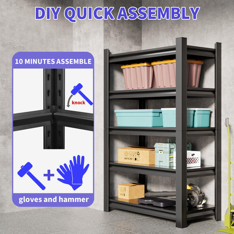 2 Sets Garage Shelving Unit 24"D x 48"W x 87"H Heavy Duty Storage Shelves Easy Assembly 5 Tier Adjustable Metal Shelving Utility Shelf Rack Garage Storage Organizer for Garage, Basement, Warehouse Hzdbhd