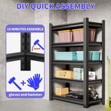 2 Set Garage Shelving Unit 72"H3000bls Heavy Duty Storage Shelves Easy Assembly 5 Tier Adjustable Metal Steel Utility Shelf Rack Storage Organize for Tools Garage,Basement,Warehouse 16"*36"*72" Hzdbhd