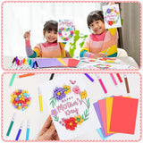 Motipuns 24 Sets Mother's Day Card Making Kits DIY Mothers Tissue Flower Paper Craft Make Your Own Mom Greeting Card Making Kit for Mother's Day Gift Party Decor Fun Home Activities Motipuns