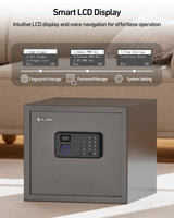 BILLCONCH Gun Safe with 6 Pistol Holders - Biometric, Key & App Unlock, Black Iron Safe with LCD Display & Voice Prompt, Removable Shelf & Foldable Gun Racks (1.4 Cubic Feet) BILLCONCH