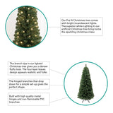 Vienna 9ft Prelit Slim Artificial Christmas Tree with 1455 Branch Tips, 500 Warm Lights and Metal Stand, 37" Wide Realistic Skinny Pencil Christmas Tree with Lights by Naomi Home Naomi Home