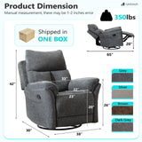 ANJ Swivel Rocker Recliner Chair Nursery, Manual Fabric Small Rocking Recliner, Modern Rocking Reclining Chairs for Living Room, Bedroom, Small Space (Gray) ANJ
