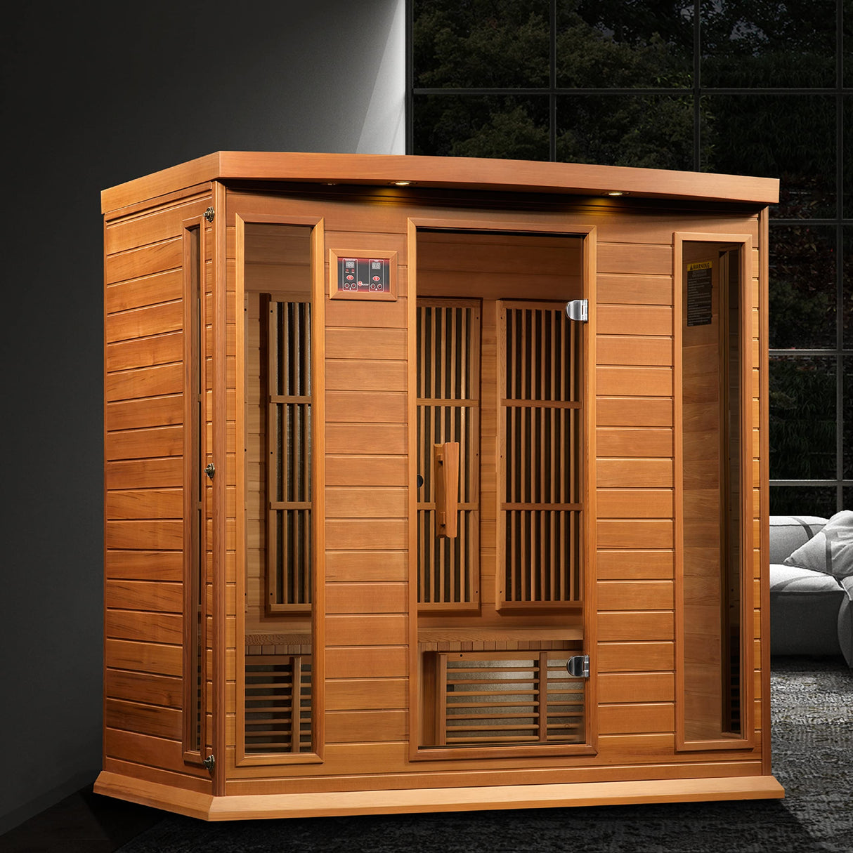 DYNAMIC SAUNAS Maxxus MX-K406-01 Elite 4-Person Near Zero EMF (Under 2 MG) FAR Infrared Sauna, (Canadian Clear Red Cedar) Curb Side Delivery DYNAMIC SAUNAS