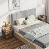 TUTOTAK End Table with Charging Station, Side Table with 2 USB Ports and Outlets, Nightstand with Cloth Drawer, Set of 2, Couch Table, Brown TB01BB052 TUTOTAK