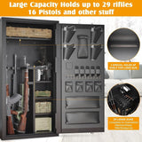 TTSITG Large Rifle Safe, 30-40 Gun Safe for Rifle and Shotgun/Rifle Pistol Rack/Storage Pocket/Removable Shelf/Silent Mode/External Battery/LED,180° Open Door Panel Organizer Gun Safe Unassembled TTSITG