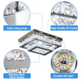 Finktonglan LED Crystal Ceiling Light Modern Flush Mount Rectangular Ceiling Lamp K9 Stainless Steel Ceiling Lights Fixture Chandelier for Living Room Bedroom Dining Room(Cool White) Finktonglan