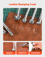 VEVOR Leather Working Tools Kit, 59 PCS Leather Craft Tools with Portable Canvas Storage Bag, Engraving Punching Sewing Stamping Sanding Tools, Ideal for Beginners DIY Enthusiasts and Professionals VEVOR