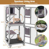 Catio Outdoor Cat Enclosure, 4 Tiers Outdoor Cat House with Wheels, Kitty Cages Indoor Large Window Catio -Waterproof Roof Suumerpety