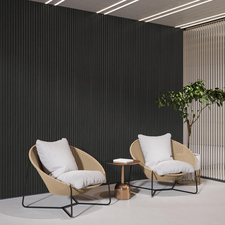 FurniFusion Acoustic Wood Wall Panels, 2 Pack 94.49” x 12.6” Soundproof Wall Panels, Wood Slat Wall Panels for Wall Decor (Black) FurniFusion