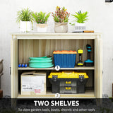 Outsunny Wood Garden Shed, Compact Outdoor Storage Cabinet Potting Shed with Inner Shelf and Double Doors for Backyard, Patio, Lawn, Natural Wood Outsunny