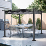 ZEPYARD 10X10 FT Outdoor Pergola, Aluminum Pergola with Sun Shade Retractable Canopy, Patio Retractable Pergola for Deck, Backyard, Grill (Grey) ZEPYARD