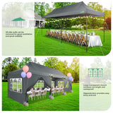 COBIZI Heavy Duty 10x30 Party Tent, Commercial 10x30 pop up Canopy for Parties Waterproof Gazebos with 8 Sidewalls, All Season Wind & Waterproof UPF50+,Stable Thickened Frame COBIZI